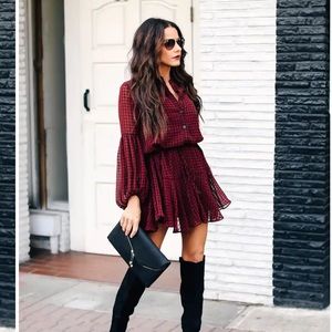 VICI MANCHESTER ADJUSTABLE BALLOON SLEEVE DRESS